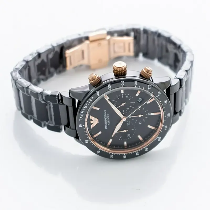 Emporio Armani Men's Chronograph Black Dial Watch- AR70002